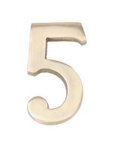 Número 5 latón pulido 10cm fijación invisible
