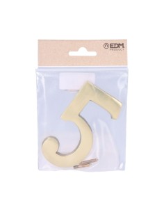 Número 5 latón pulido 10cm fijación invisible 2