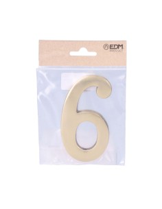 Número 6 latón pulido 10cm fijación invisible 2