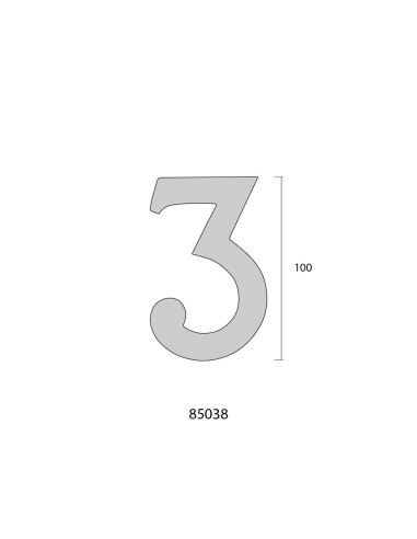 Número 6 latón pulido 10cm fijación invisible