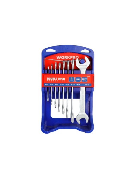 Llaves fijas cr-v de doble boca, juego 8 piezas