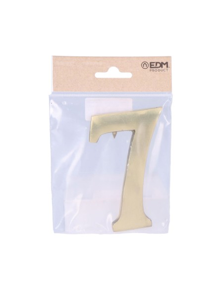 Número 7 latón pulido 10cm fijación invisible