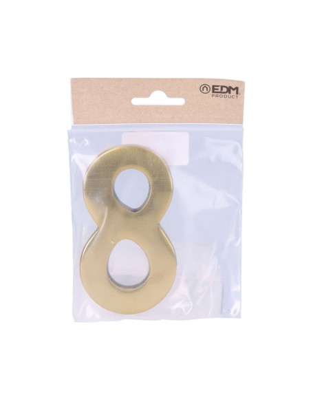 Número 8 latón pulido 10cm fijación invisible