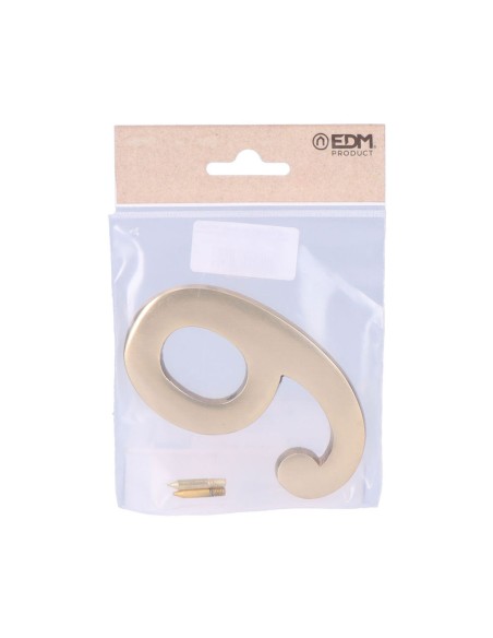 Número 9 latón pulido 10cm fijación invisible