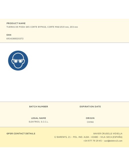 Tijeras de poda sk5 corte bypass, corte máx ø19 mm, 215 mm