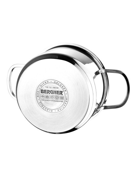 Batería 6 piezas de acero inoxidable para inducción cazuela con tapa ø16 cm / cazuela con tapa ø18 cm / cazuela con tapa ø20 ...