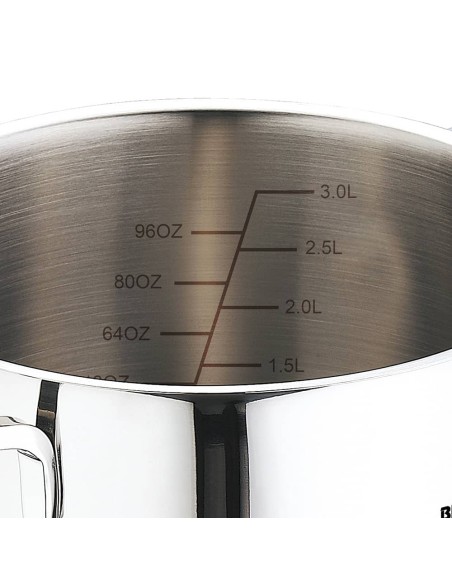 Batería 6 piezas de acero inoxidable para inducción cazuela con tapa ø16 cm / cazuela con tapa ø18 cm / cazuela con tapa ø20 ...