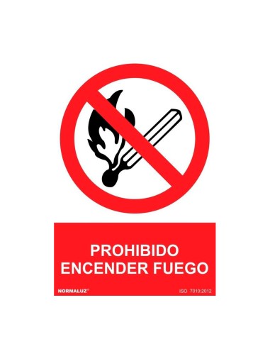 Señal prohibido encender fuego, pvc, 30 x 40 cm