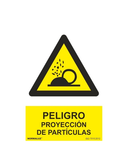 Señal peligro proyección de partículas, pvc, 21 x 30 cm