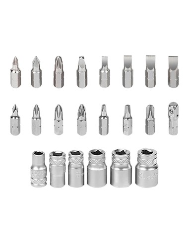 Mini carraca 1/4", juego 32 puntas