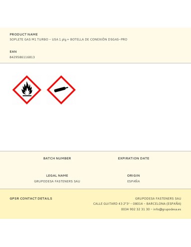 Soplete gas m1 turbo - usa 1 plg + botella de...