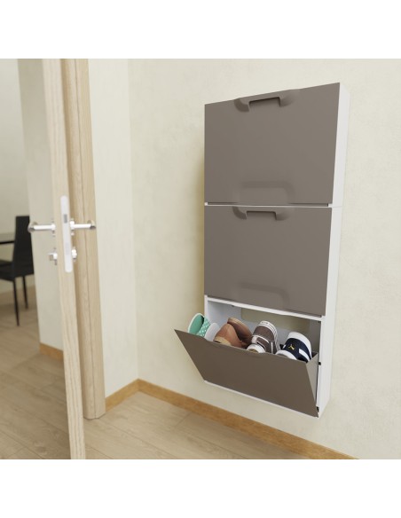 Zapatero apilable de polipropileno marrón 51 x 17,3 x 40,1 cm