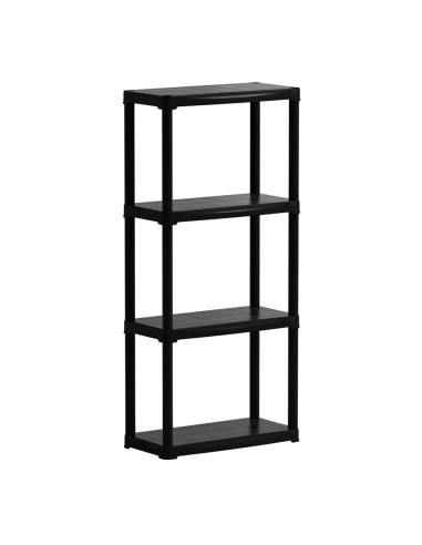 Estantería línea tempo con 4 estantes de polipropileno negro, 60 x 30 x 133 cm