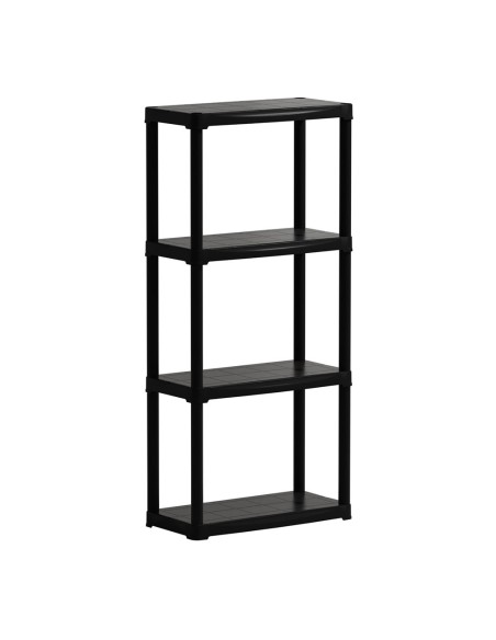 Estantería línea tempo con 4 estantes de polipropileno negro, 60 x 30 x 133 cm