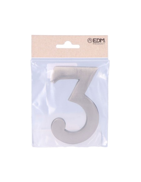 Número 3 niquel mate 10cm fijación invisible