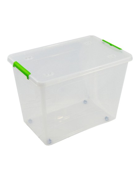 Caja transparente con ruedas 60 l, 58,5 x 39 x 42 cm