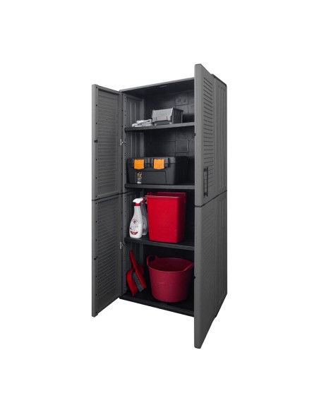 Armario alto línea easy de polipropileno gris oscuro, 68 x 37 x 163 cm