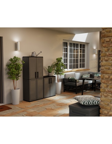 Armario alto línea easy de polipropileno gris oscuro, 68 x 37 x 163 cm