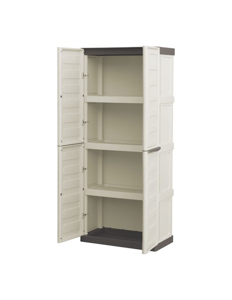 Armario alto línea spazio de polipropileno beige y marrón, 70 x 39 x 165 cm