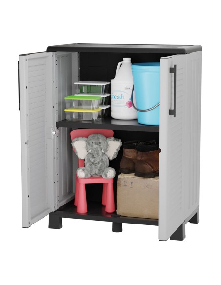 Armario bajo línea family de polipropileno gris claro, 68 x 37 x 90 cm