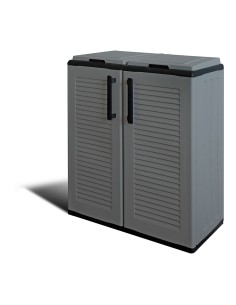 Armario bajo línea eco easy con reciclaje selectivo de 2 tapas, polipropileno, gris oscuro, 68 x 37 x 84 cm