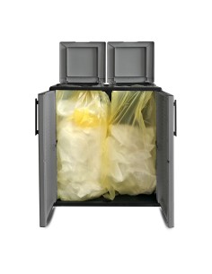 Armario bajo línea eco easy con reciclaje selectivo de 2 tapas, polipropileno, gris oscuro, 68 x 37 x 84 cm 2