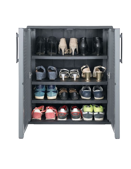 Armario bajo línea easy para zapatos de polipropileno gris oscuro, 68 x 37 x 84 cm