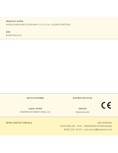 Avión planeador de espuma 9 x 6 x 2,5 cm colores surtidos, 5 uds 2