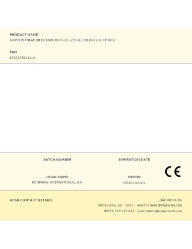 Avión planeador de espuma 9 x 6 x 2,5 cm...