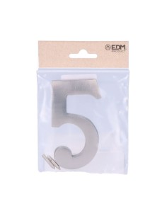 Número 5 niquel mate 10cm fijación invisible 2