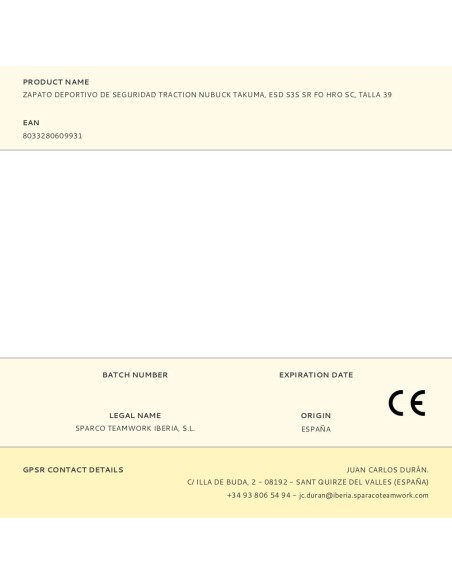Zapato deportivo de seguridad traction nubuck takuma, esd s3s sr fo hro sc, talla 39