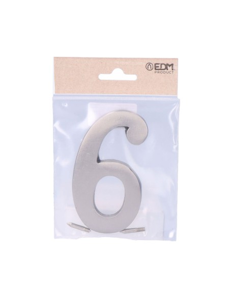 Número 6 niquel mate 10cm fijación invisible