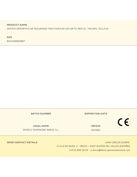 Zapato deportivo de seguridad traction nubuck takuma, esd s3s sr fo hro sc, talla 44