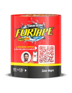 Cinta parche tapa gotera negro pvc rollo 10 x 150 cm