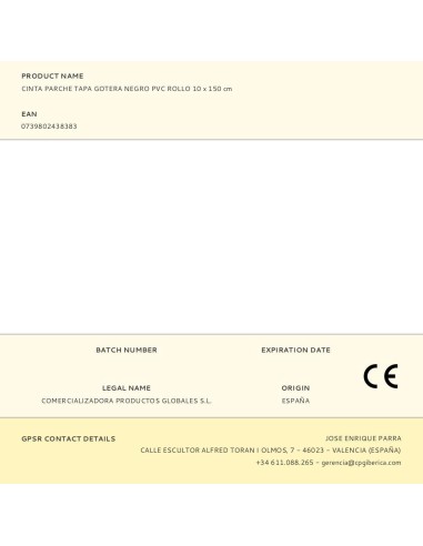 Cinta parche tapa gotera negro pvc rollo 10 x...