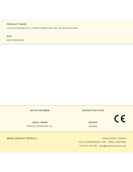 Caja de superficie 2 conectores rj45 cat. 6a apantallado