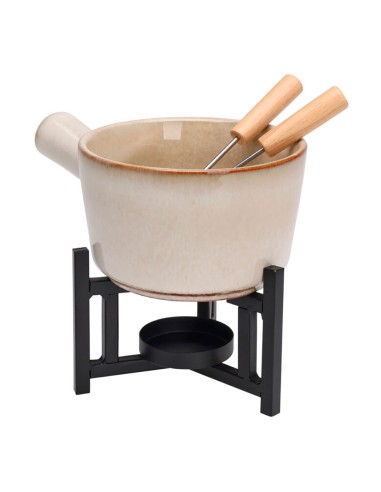 Fondue con soporte y 2 tenedores