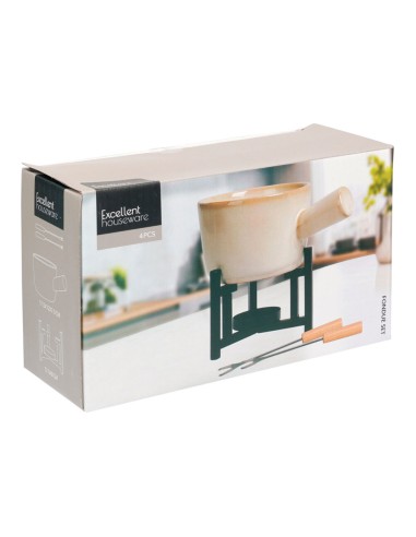Fondue con soporte y 2 tenedores