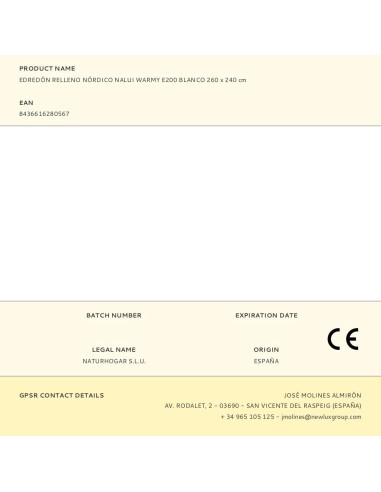 Edredón relleno nórdico nalui warmy e200 blanco...