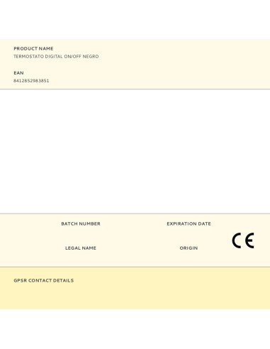 Termostato digital on/off, negro