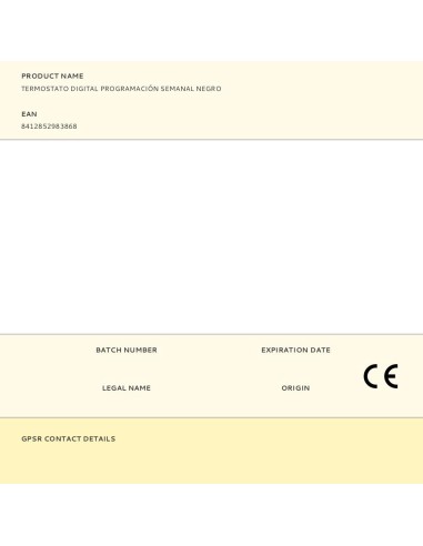 Termostato digital con programación semanal, negro