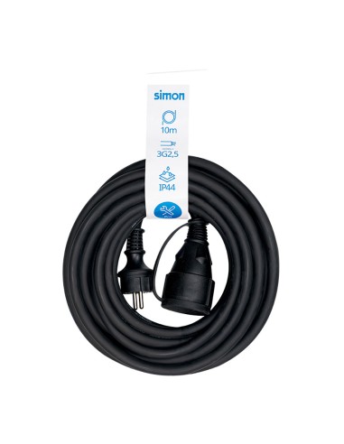 Prolongador profesional 10 m, ip44, h07rn-f 3 g 2,5 mm², 1 toma con tapa, 16 a 250 v~, negro