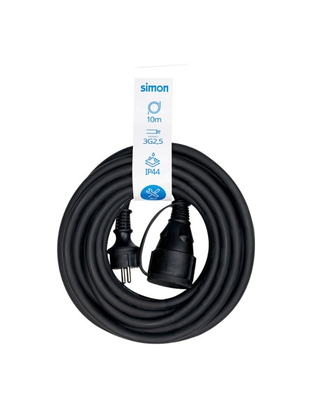 Prolongador profesional 10 m, ip44, h07rn-f 3 g 2,5 mm², 1 toma con tapa, 16 a 250 v~, negro