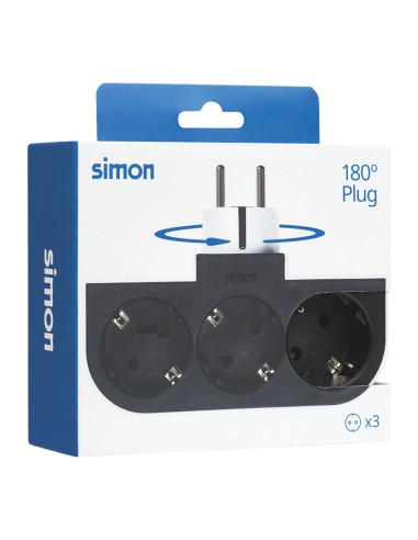 Adaptador giratorio schuko 3 tomas 16a 250 v~