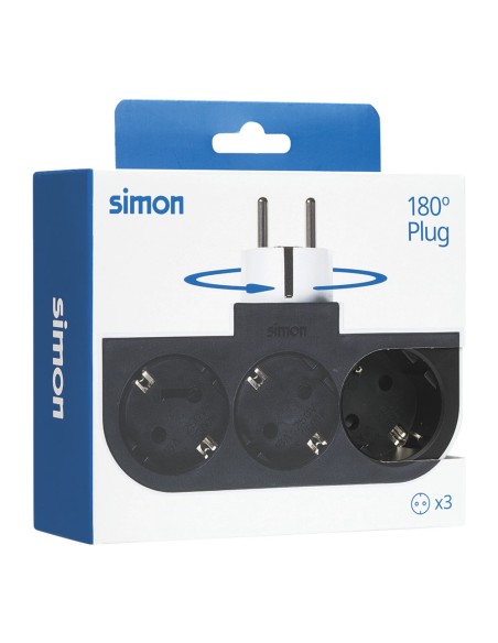 Adaptador giratorio schuko 3 tomas 16a 250 v~