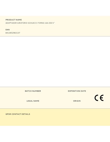 Adaptador giratorio schuko 3 tomas 16a 250 v~