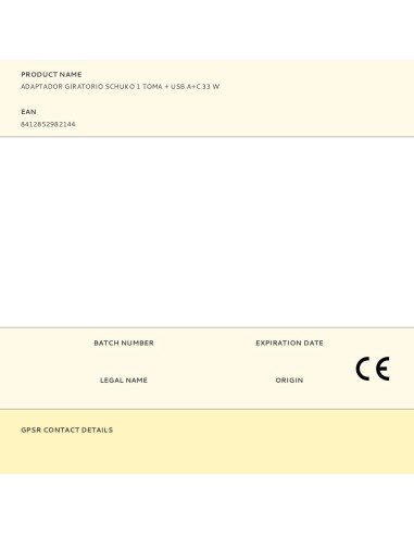 Adaptador giratorio schuko 1 toma + usb a+c 30...