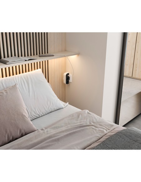 Adaptador giratorio schuko 2 tomas + usb a+c 30 w 16 a 250 v~