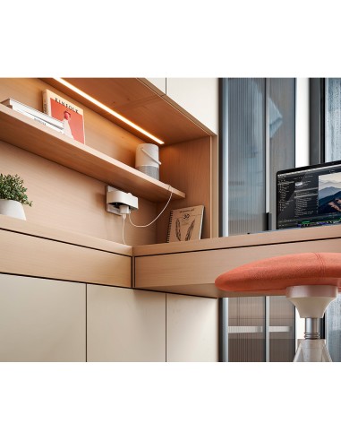 Adaptador giratorio schuko 2 tomas + usb a+c 30...