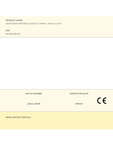 Adaptador giratorio schuko 2 tomas + usb a+c 30...